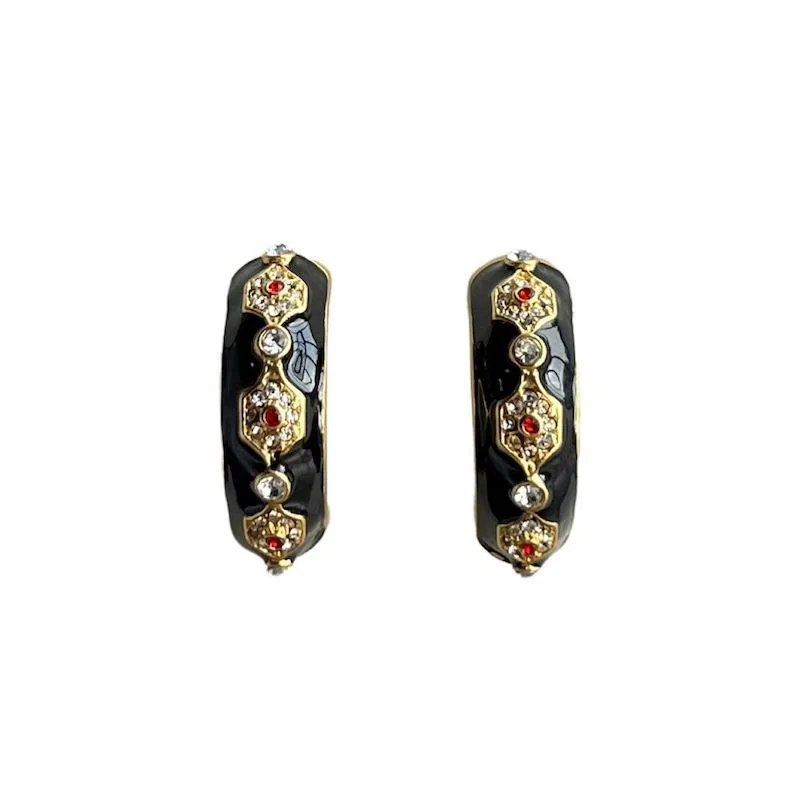 Noir Royale Enamel Hoop Earrings