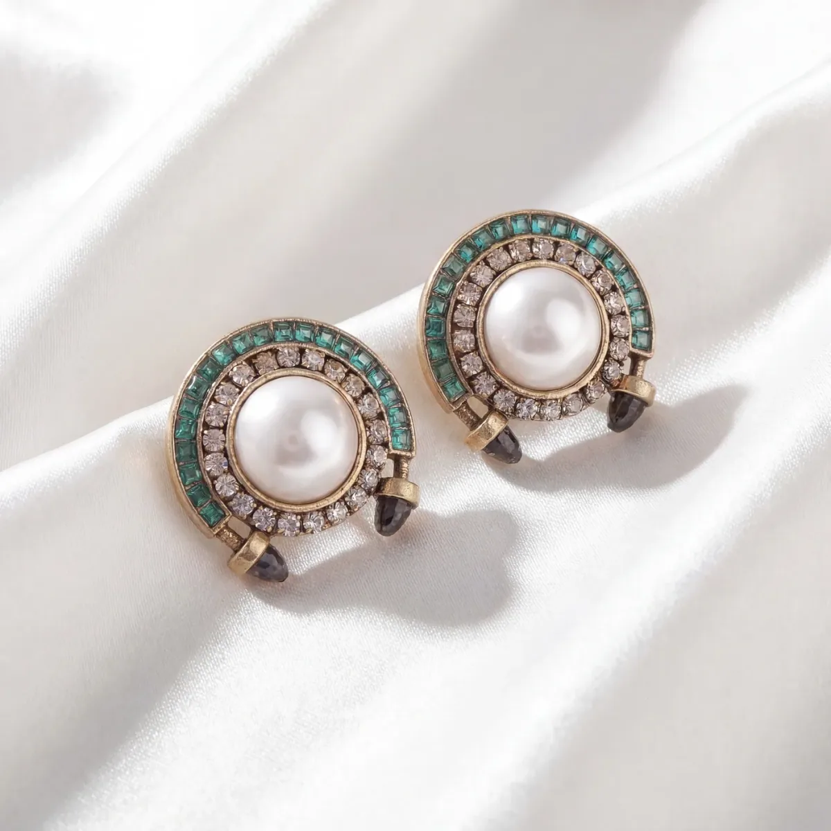 Pearl Emerald Earrings