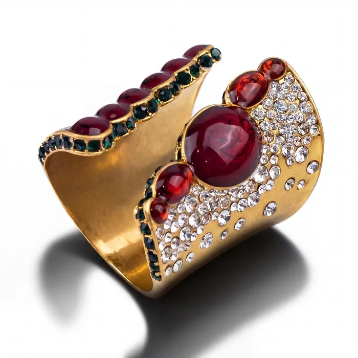Ruby Crystal Cuff Ring