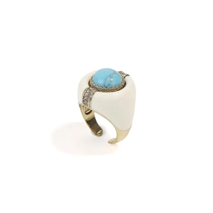 White Turquoise Cuff Ring